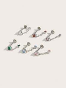 1pc Minimalist Diamond Stainless Steel Stud Earrings, Suitable For Women's Daily Wear - Diamond - View 3