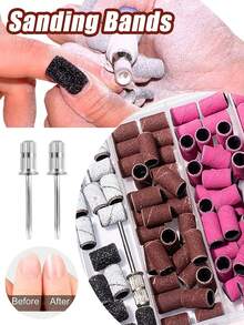 50pcs Electric Nail Grinder Sanding Bands - Fit For Electric Nail Grinder, 3 Colors With Different Coarseness 80/120/180 Grit Sanding Bands, With Small Clamp Holder, Suitable For Acrylic Nail Gel, Nail & Foot Care, Manicure Tools (Brown, Zebra Print, Bright Pink) - Multicolor - View 3
