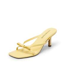 Women 2026 New Summer Kitten Heel Mule Sandals With Bow Decor, Comfortable Open Toe Slip On Slide Sandals For Party Wedding And Daily Casual Wearing - 黃色 - 查看 5