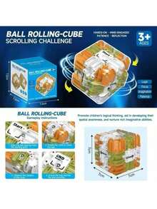 3D Ball Maze Cube Puzzle - Educational Logic Cube For Kids, Parent-Child Battle Game, Stress Relief Toy For Logical Thinking Training - Màu xanh lam - Xem 3