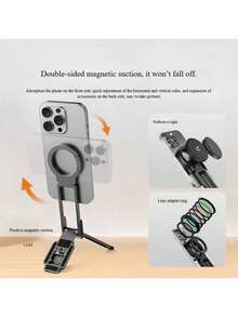 Giá đỡ điện thoại từ tính có thể điều chỉnh với tay xoay 360° và chiều cao có thể điều chỉnh, chất liệu ABS, chân đế ba chân di động tương thích với iPhone, Android, , gậy selfie rảnh tay dùng cho vlog, chụp ảnh, du lịch, phụ kiện vlog, xây dựng, chân đế ba chân cho điện thoại để chụp ảnh, quà tặng mùa xuân - Nhiều màu - Xem 4