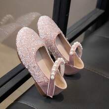 Girls' Glitter Hook And Loop Flat Shoes, Comfortable & Versatile - Pink - View 6