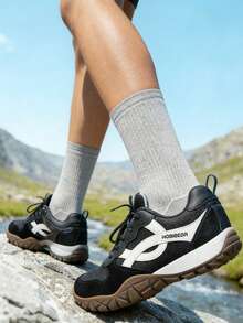 HOBIBEAR Giày thể thao tối giản kiểu dáng đi chân trần, mũi rộng, thích hợp cho hoạt động ngoài trời, tập luyện đa năng, thời trang dành cho nam và nữ. - Đen và trắng - Xem 3