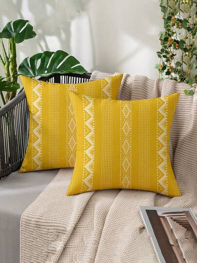 2pcs Minimalist Geometric Design Throw Pillow Covers, Spring/Summer Home Decor, Cushion Covers For Living Room Sofa, Ideal Valentine's Day Gift For Him/Her, Car Seat Cushion Covers