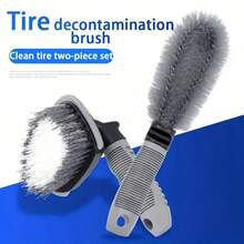 2支装灰色汽车轮毂刷，软毛轮毂清洁刷，适用于洗车，不刮伤轮毂清洁工具套装 - 2pc輪圈清潔刷套裝 - 查看 13