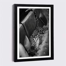 1幅无框黑色画框帆布画，图案包括豪华轿车、斗牛犬、豹纹，复古黑白墙面艺术海报 - 無框 - 查看 6