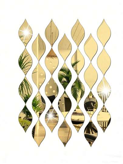 10pcs Gold Teardrop Acrylic Mirror Wall Stickers, Self-Adhesive Removable 3D Mirror Tile Decals For Living Room, Bedroom, Bathroom, Home Decor, All Season DIY Wall Art