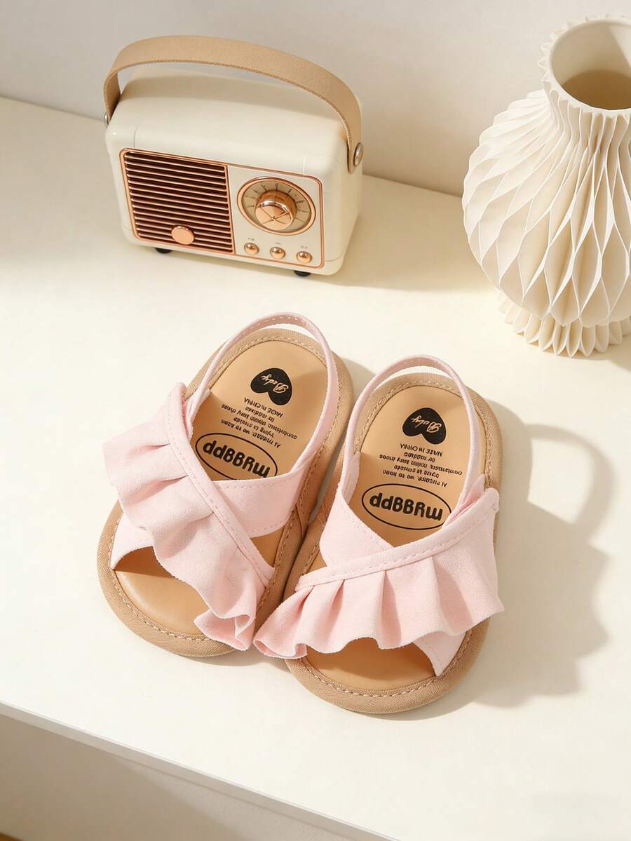 Infant Boys/Girls Soft Bottom Summer Sandals, Wedding Dress Flat Shoes, Beach Slippers, Newborn Toddler Walking Shoes - Pink - View 1