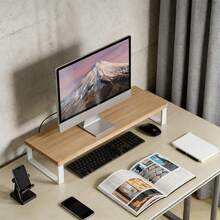1pc Desktop Computer Monitor Stand, Adjustable Height Monitor Riser And Laptop Stand With Storage And Display Function, Suitable For Dorm Desk, Office Desk And Student Workstation, Effectively Organize Items And Improve Space Utilization - Rectangle - View 6