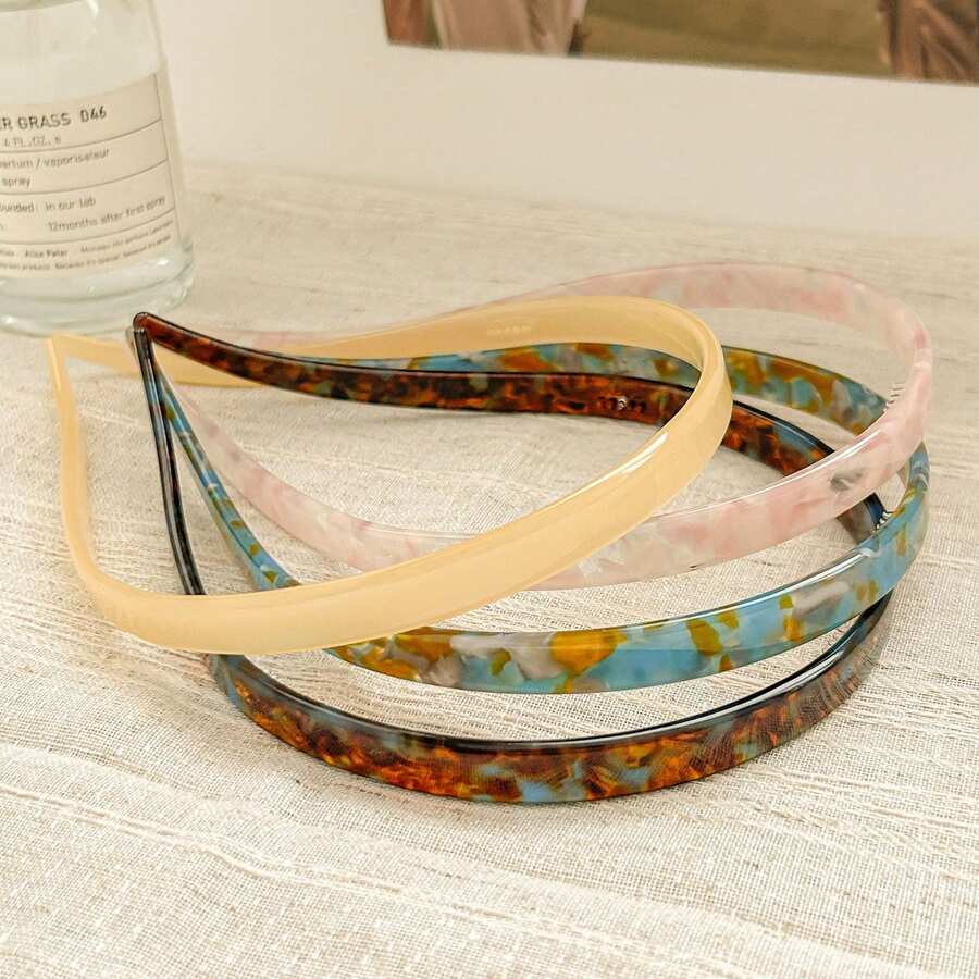 4 piezas/1 pieza Diadema de acetato cómoda y sin pellizcos, elegante diadema para primavera/verano, accesorio para el cabello antideslizante, hermoso regalo de accesorios para el cabello para el hogar - Multicolor - Ver 1