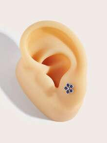 1pc Fashionable Minimalist Flower Crystal Stainless Steel Earrings, Suitable For Women's Daily Wear - Flower - View 5