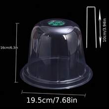 10件装蔬菜、幼苗和嫩芽保湿保护罩，包括5个保温罩和5个地钉。加厚圆形透明植物罩可用作害虫屏障，可重复使用。 - 10件套裝 - 5個絕緣帽 + 5個地釘 - 查看 4