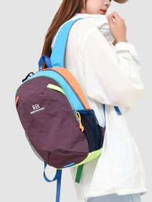 Color-Blocked Outdoor Mini Nylon Backpack Women Purse; Multi-Functional Stylish Day Bag; Multi-Pocket Lightweight Travel Bag; Large-Capacity Minimalist School Bag; Convenient Book Bag, Suitable For Students, Nurses, Teachers, Business People, Travel, Business Trips, Daily Commutes, Shopping, Office, Dates, Hiking, Training, Work, Birthday Gifts, Holiday Gifts, Mochilas - Multicolor - View 9