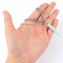 2Pcs/Set New Classic Initial Pendant Silvery Stainless Steel Chain Choker Layered Necklaces For Men - Silver - View 3