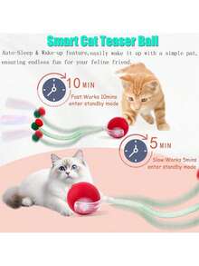 1pc Random Color Indoor Cat Interactive Toy, Automatic Cat/Kitten Toy, Suitable For Bored Indoor Adult Cats, Motion Activated USB Rechargeable Automatic Rotating Interactive Rolling Ball Cat Toy, Suitable For All Breeds And Sizes Of Cats, Automatic Moving Cat Ball, USB Rechargeable Interactive Ball, Durable Automatic Rotating Ball, Suitable As An Interactive Toy For Cats - Multicolor - View 6