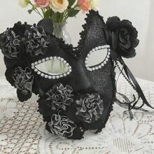 Máscara de alta calidad hecha a mano, máscara de disfraz para baile de máscaras, baile de graduación, disfraz de fiesta de festival, accesorio de maquillaje para conciertos, máscara unisex de cara completa con plumas, máscara blanca con diamante de imitación, máscara de Halloween, máscara veneciana - Ver 11