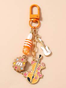 新款串珠饼干、吉他、小提琴、竖琴钥匙扣、包包挂件 - 彩色 - 查看 8