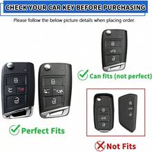 2 Pack Key Fob Cover With Keychain, 5 Buttons Silicone Rubber Key Case Compatible With Tiguan Atlas Jetta Alltrack Arteon Taos Car Key Cover - 4 Buttons Flip Key - View 3