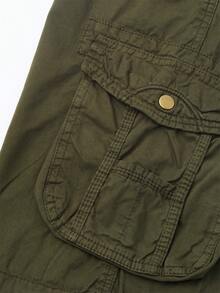 Men's Washed Cotton Cargo Shorts Lightweight Summer Comfortable Classic Multi-Pocket Casual Bottoms With Adjustable Drawstring Hem For Camping, Hiking, Fishing, Beach Vacation,Streetwear,Men Clothes - xanh quân đội - Xem 7