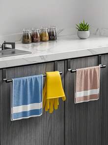 1pc Kitchen Cabinet Towel Rack, Modern Cabinet Towel Hanger Towel Storage Rack, Wall-Mounted Dishcloth Holder, Suitable For Home Kitchen Bathroom, Home Bathroom Decor Bathroom Storage Rack, Autumn Decor Back To School Season - Multicolor - View 8