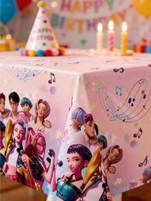 New K-Pop Themed Birthday Party Disposable Tablecloth Set, Suitable For Girls And Children Themed Party Supplies - Multicolor - View 2