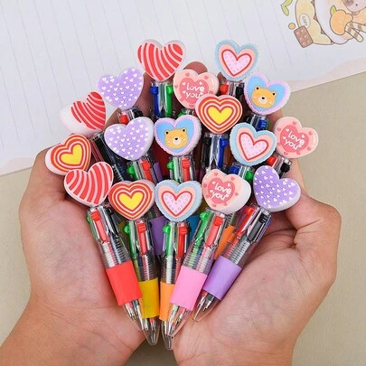 Tema del Día de San Valentín, Bolígrafo de cuatro colores, Cuatro colores para escribir, Lindo, Regalo del Día de San Valentín, Regalo para fiestas, Recompensa en el aula, Escritura suave, Artículos de oficina, Paquete de regalo del Día de San Valentín, Premio de carnaval, Descuento para fiestas, Estilo aleatorio