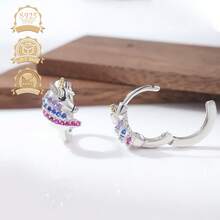 1 pièce Boucles d'oreilles licorne en argent 925 avec zircone, à la mode pour le quotidien, les fêtes, les déplacements, cadeau pour femmes - Argent - Voir 2