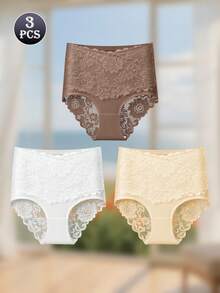 3 PiecesWomen's Triangle Panties - Sexy Lace Trim Design, Comfortable Fabric, Skin-Friendly And Breathable - Perfect Gift Choice - Multicolor - View 6
