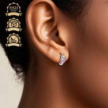 1 pièce Boucles d'oreilles licorne en argent 925 avec zircone, à la mode pour le quotidien, les fêtes, les déplacements, cadeau pour femmes - Argent - Voir 7
