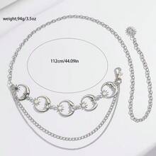 1pc Women's Belt/Waist Chain, Summer Moon Pattern Western Cowgirl Rodeo Millennium Leather Belt Chain Metal Style, Minimalist Versatile Dress Accessory - Multicolor - View 6