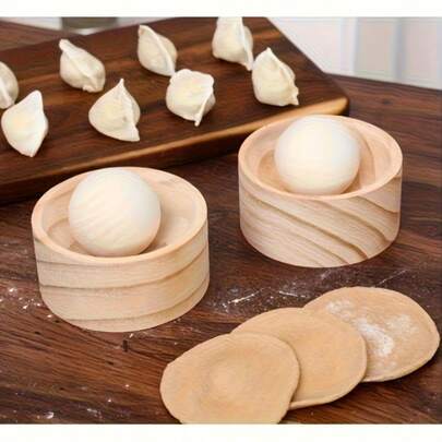 1pc Wooden Dumpling Skin Maker With Rolling Beads, Manual Kitchen Tool For Making Perfect Round Dumplings, Natural Wooden Material, No Electricity Required