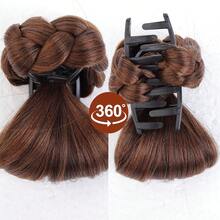 Clip de pelo falso para moño bajo, accesorio de pelo trenzado para moño, pieza de pelo para chignon, moño de pelo falso estilo chino - Dark Brown - Ver 3
