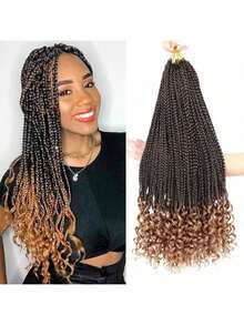 FULCRUM 1-8 piezas Trenzas de crochet estilo diosa de 14", 18", 24", 30" con ondas en 3S y puntas rizadas, extensiones de cabello sintético para trenzar - Rubio degradado - Ver 1