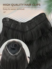 24-Inch U-Shaped Clip-In Hair Extensions, Black, Natural Wavy Synthetic Fiber Hair Piece - Black - View 7