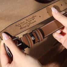 1pc Personalized Handmade Leather Belt, Custom Engraved Pattern Belt For Men & Women, Adjustable Unisex Carved Waist Belt, Valentine's Day Gift For Boyfriend Girlfriend, Anniversary Wedding Groom Gift, Birthday Graduation Present For Him Her, Unique Couple Gift, Family Keepsake Fashion Accessory - Multicolor - View 7
