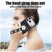 OUKNOEO 兼容 17 Air 16e 15 14 Plus 13 Pro Max，兼容三星 Galaxy S26 S25 Edge S24 Ultra Plus S25 FE A15 A16 A35 A36 A55 A56 A17 A37 A57 5G Z Fold 4 5 6 7 立体花卉钱包式手机壳，PU 皮革翻盖设计，配有短挂绳，随机印花，带支架，女士钱包式手机壳 - 黑色 - 查看 3