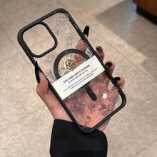 1个玫瑰花标语励志英文文字全屏图案黑色亚克力磁吸防摔手机壳，适用于 17 Air/17 Pro Max/17/16 Plus/15/14/13/12/11/XSM/XR，不会变黄 - 黑色 - 查看 5