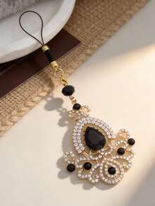 Lianxyfu 1 件镶钻手机挂饰 - 优雅酒瓶造型吊坠，适用于手机、汽车和包包，奢华礼品 - 玫紅色 - 查看 7