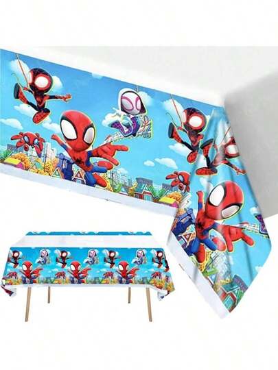 Marvel 1件装【蜘蛛侠派对装饰】多角色塑料桌布，适用于生日、动漫展活动、新年礼物、情人节礼物、复活节礼物