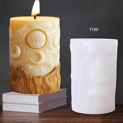 Lunar Crater & Moon Phase Silicone Mold - Crater Relief Candle/Resin/Plaster Mold, Astronomy Decor, Planet Display, DIY Crafts - Durable Reusable Silicone Casting Mold, Educational Making, Moon Phase Display, Textured Surface