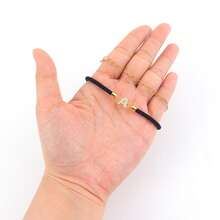 2件套新款经典字母金色不锈钢心形链可调节手链，女士款 - 金黃色 - 查看 3