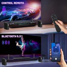 Barras de Sonido 7.2 Canales con 2 Subwoofers 10 Altavoces 540W Potencia Bluetooth 5.3 Sonido 3D Surround 360° 6 Modos EQ  eARC Óptico para Cine en Casa 4K - Barra de Sonido 2.0 - Ver 6