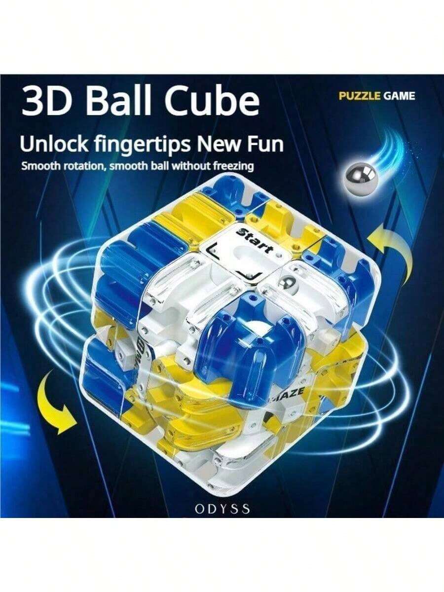 3D Ball Maze Cube Puzzle - Educational Logic Cube For Kids, Parent-Child Battle Game, Stress Relief Toy For Logical Thinking Training - Màu xanh lam - Xem 1