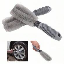 2支装灰色汽车轮毂刷，软毛轮毂清洁刷，适用于洗车，不刮伤轮毂清洁工具套装 - 2pc輪圈清潔刷套裝 - 查看 9