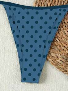 2026春夏新款女士复古灰蓝色波点露背比基尼，性感分体式泳衣，度假必备 - 彩色 - 查看 5