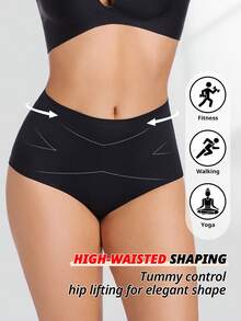 FLARIXA Women's High Waist Criss-Cross Lifting Shaping Panties, Slimming Seamless Shapewear Underwear - Black - View 6