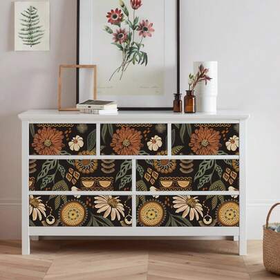 1 Roll Of Bohemian Abstract Plant Flower Wallpaper, Exquisite Interior Decoration Film, Suitable For Renovating Decorative Wallpaper On Room Cabinets, Various Room Wall Decoration Wallpapers, Easy To Install, Handmade Craft Film Wallpaper