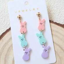 2026新款复活节兔子亚克力耳环，三只兔子创意简约独特耳环，女士款 - 兔子 - 查看 3