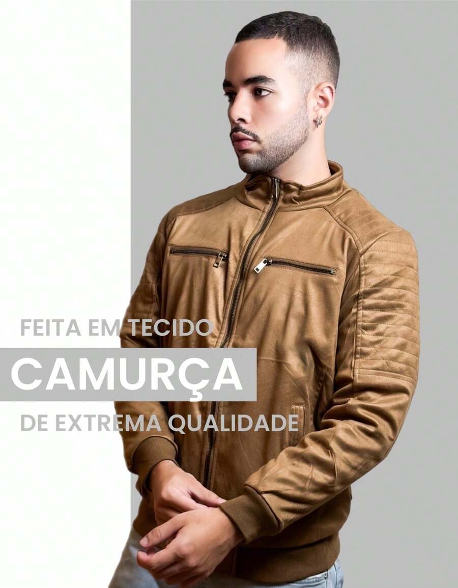 Premium Men's Jacket In Waterproof Leather And Suede – Lined And Thermal - Camel - View 1