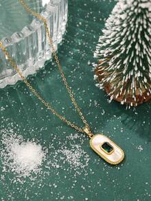 1条18K镀金不锈钢链项链，镶嵌水钻贝壳和蝴蝶图案，复古可爱时尚男女通用项链，适合万圣节、圣诞节、街头风、派对、休闲佩戴（OPP袋包装） - 金黃色 - 查看 2